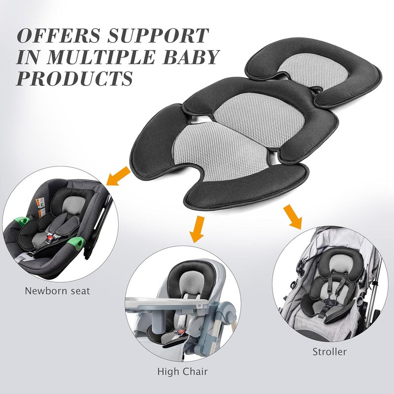 Ihaapsi Newborn Baby Support Cushion Infant Insert 3D Mesh Breathable Liner Compatible with Stroller, Car seat, High Chair Etc (Black) - Image 4